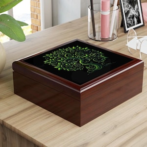 Elegant Tree Jewelry Box - Unique Gift for Her, Organize Accessories, Wedding, Anniversary, Green Decor