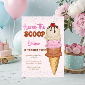 Eis Geburtstagseinladung: Bearbeitbare Sommer Party Vorlage (Digitaler Download)