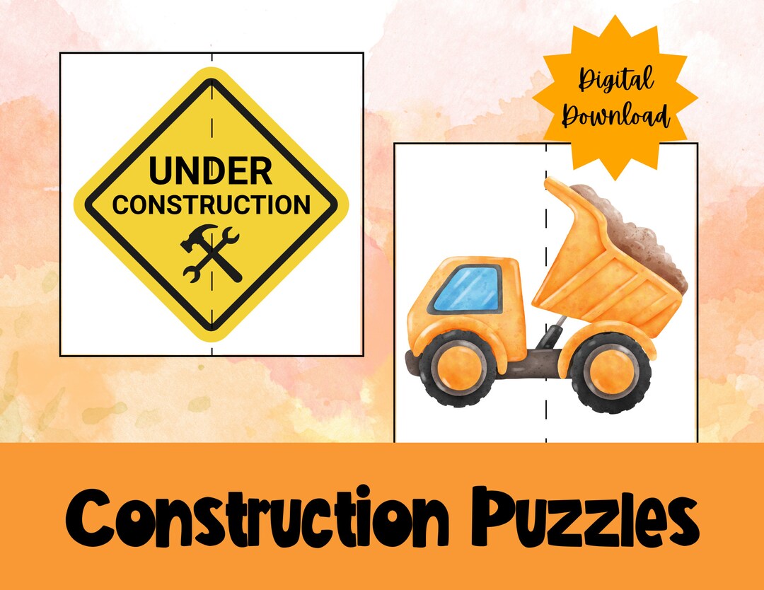 Printable Construction Puzzles: Toddler Learning Activity (PDF) - Etsy