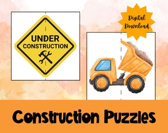 Quebra-cabeças de construção para imprimir: atividade de aprendizagem para crianças pequenas (PDF)