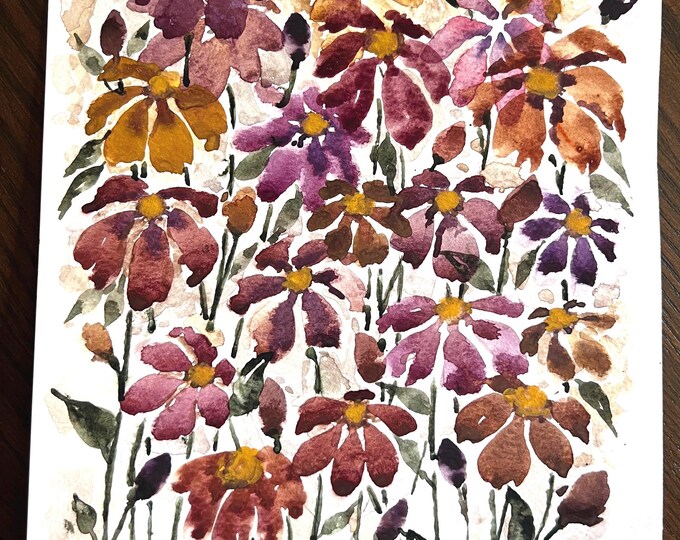 Original Watercolor Autumn Color Floral 8 X 10 - Etsy