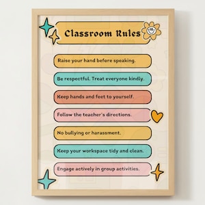 Printable Classroom Rules Poster /Digital Download for Teachers and Educator /Classroom Decor, Classroom Quotes, Educational Wall Art