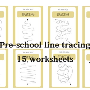 Tracing Practice, Pre-Writing Worksheets, Line Tracing, Toddler, Preschool, Handwriting Practice, Busy Book,  15 Printable Sheets