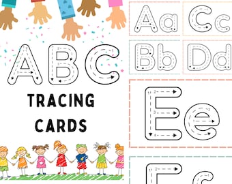Hojas de trabajo de rastreo de letras de la A a la Z para niños digitales - Hoja de trabajo de práctica del alfabeto imprimible / material de aprendizaje preescolar hojas de trabajo preescolares