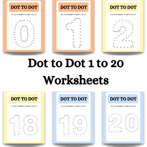 Digital Dot to Dot Connecting Activity Math Games 1 to 20 Worksheets - Colorful and Fun/ numbers learning/ pre-writing/ math /preschool