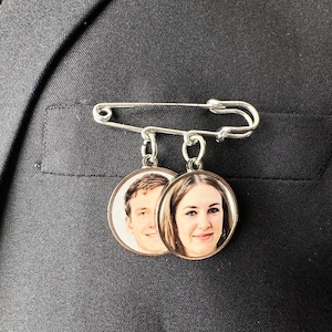 Custom Wedding Lapel Pin,Personalised Boutonniere Charm Lapel Pin,Lapel Pin with Photo,Wedding Brooch,Photo Boutonnière Gift for Groom