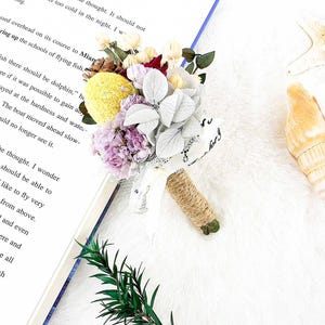 Bride Dried Flower Corsage,Wedding Flower Boutonniere,Handmade Dried Flower Brooch,Wedding Boutonniere Pin,Wedding Decoration