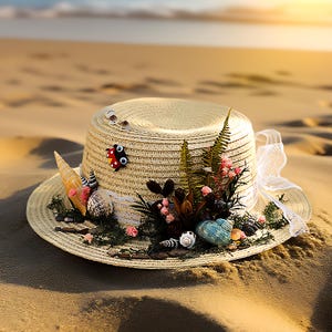 Floral Summer Hat,Floral Tea Party Hat,Handmade Flower Straw Hat,Garden Party Hat,Beach Fashion Hat,Holiday Beach Hat,Travel Gifts for Girls