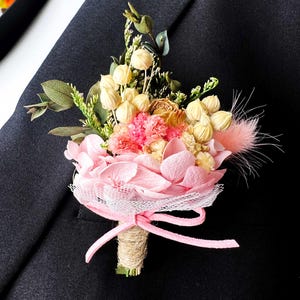 Dried Flower Wedding Boutonniere,Unique Groom&#39;s Boutonniere,Wedding Boutonniere with Dried Strawflowers,Handmade Wedding Accessory