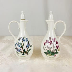 Portmeirion Botanic Garden Oil and Vinegar Cruet Set, Susan Williams-Ellis, Veronica & Cyclamen, Made in Britain, Farmhouse Kitchen Decor