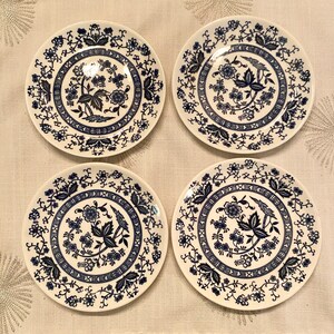 Set of 4 Vintage 6" Bread and Butter Plates Blue Onion Blue Danube Nordic Made in Japan