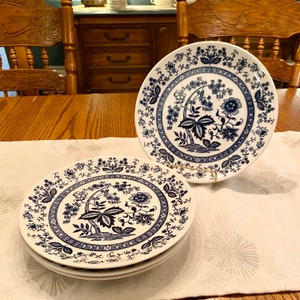 Set of 4 Vintage 10" Dinner Plates Blue Onion Blue Danube Nordic Made in Japan