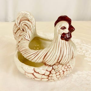Vintage Arnel’s Ceramic Rooster Planter, 1980s Chicken Succulent Planter, Farmhouse Kitchen Decor, Country Cottage Style