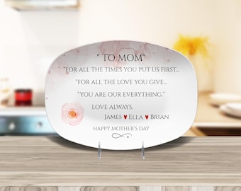 Personalisierte Muttertagsplatte - Andenkenplatte mit benutzerdefinierten Namen