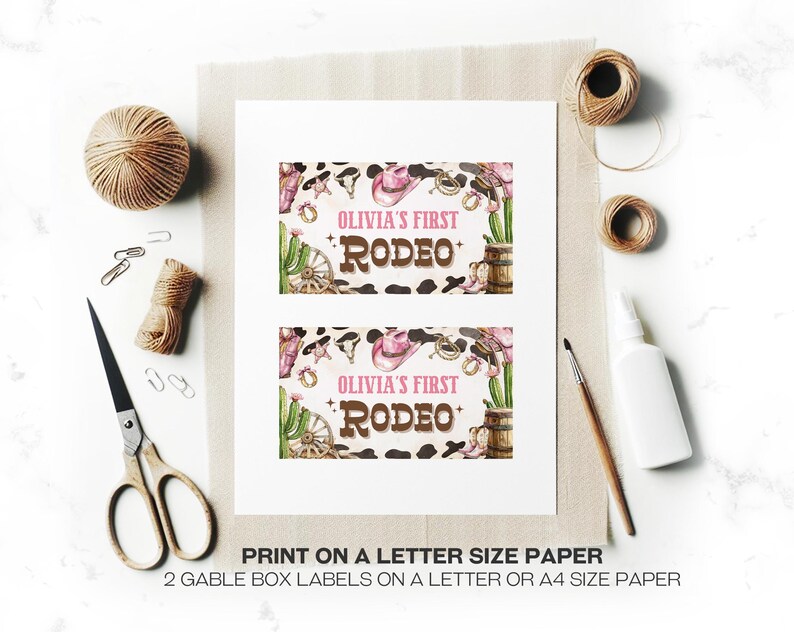 Pink Rodeo Theme Gable Box Editable Girl Rodeo Birthday Gable Box Label, Girl First Rodeo Birthday ...