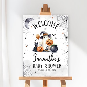 Editable Halloween Baby Shower Welcome Sign, Halloween Welcome Sign,  Little Boo Baby Shower Welcome Sign, Spooky Ghost Baby Shower Sign