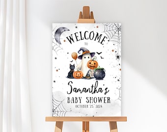 Editable Halloween Baby Shower Welcome Sign, Halloween Welcome Sign,  Little Boo Baby Shower Welcome Sign, Spooky Ghost Baby Shower Sign