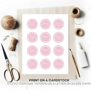 Pink Cielito Lindo Baby Shower Cupcake Topper features pastel pink Talavera and papel picado designs, perfect for a Mexican-themed girl baby shower. This printable topper adds a festive touch to your Cielito Lindo baby shower party decor and makes a charming cielito lindo party favor.
