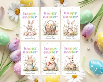 Etichette regalo di Pasqua modificabili, Sacchetti per bomboniere di Pasqua, Etichette regalo di Pasqua stampabili, Etichette per cestini pasquali, Etichette regalo di Buona Pasqua, Caccia alle uova di Pasqua, Canva