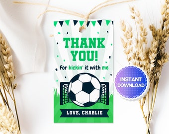 Editable Soccer Favor Tags, Soccer Thank you Tags,  Football Favor Tags, Football Thank you Tags, Soccer Gift Tags, Football Gift Tags