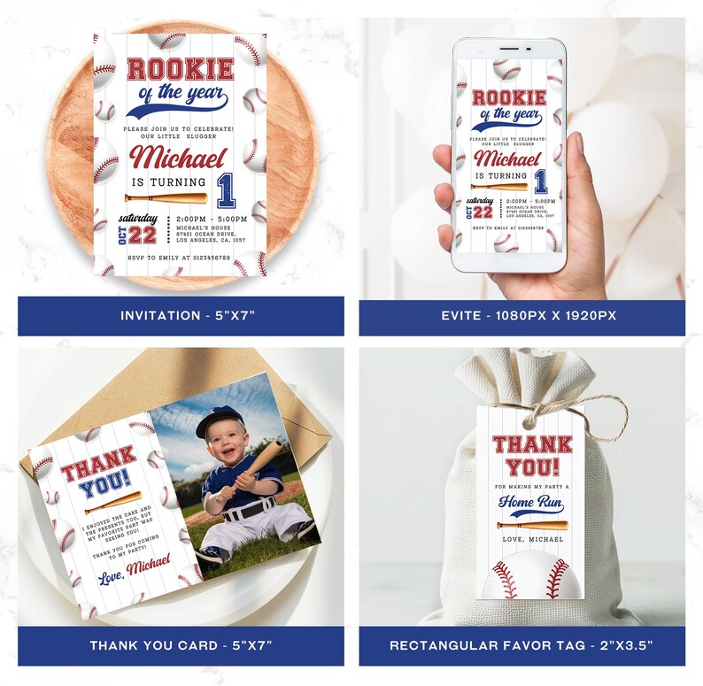 Editable Baseball Birthday Bundle, Rookie of the Year First Birthday ...