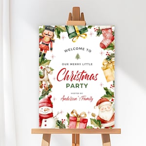 Cartello di benvenuto di Natale modificabile, cartello per festa di Natale, cartello di benvenuto per le vacanze, cartello per compleanno di Natale, cartello per festa di Natale, cartello per festa, CP1