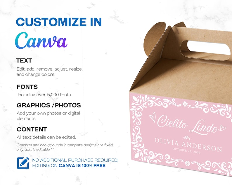 Celebrate your girl baby shower with this Editable Cielito Lindo Gable Box Label, featuring vibrant papel picado, soft pink pastel tones, and traditional pink Talavera patterns. Perfect for a Mexican-themed baby shower, this Pink Cielito Lindo Gift Box Label adds festive charm to your Cielito Lindo party favors and treat boxes. Instantly editable and printable.