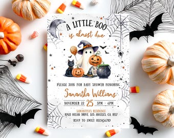 Little Boo Baby Shower Invitation, Halloween Baby Shower Invitation, Ghost Halloween Baby Shower Invite, Spooky Baby Shower Invitation