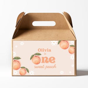 Editable One Sweet Peach Gable Box Label, Peach Favor Box Label, Peach Gift Box Label, One Sweet Peach Party Favor, One Sweet Peach Gift Box