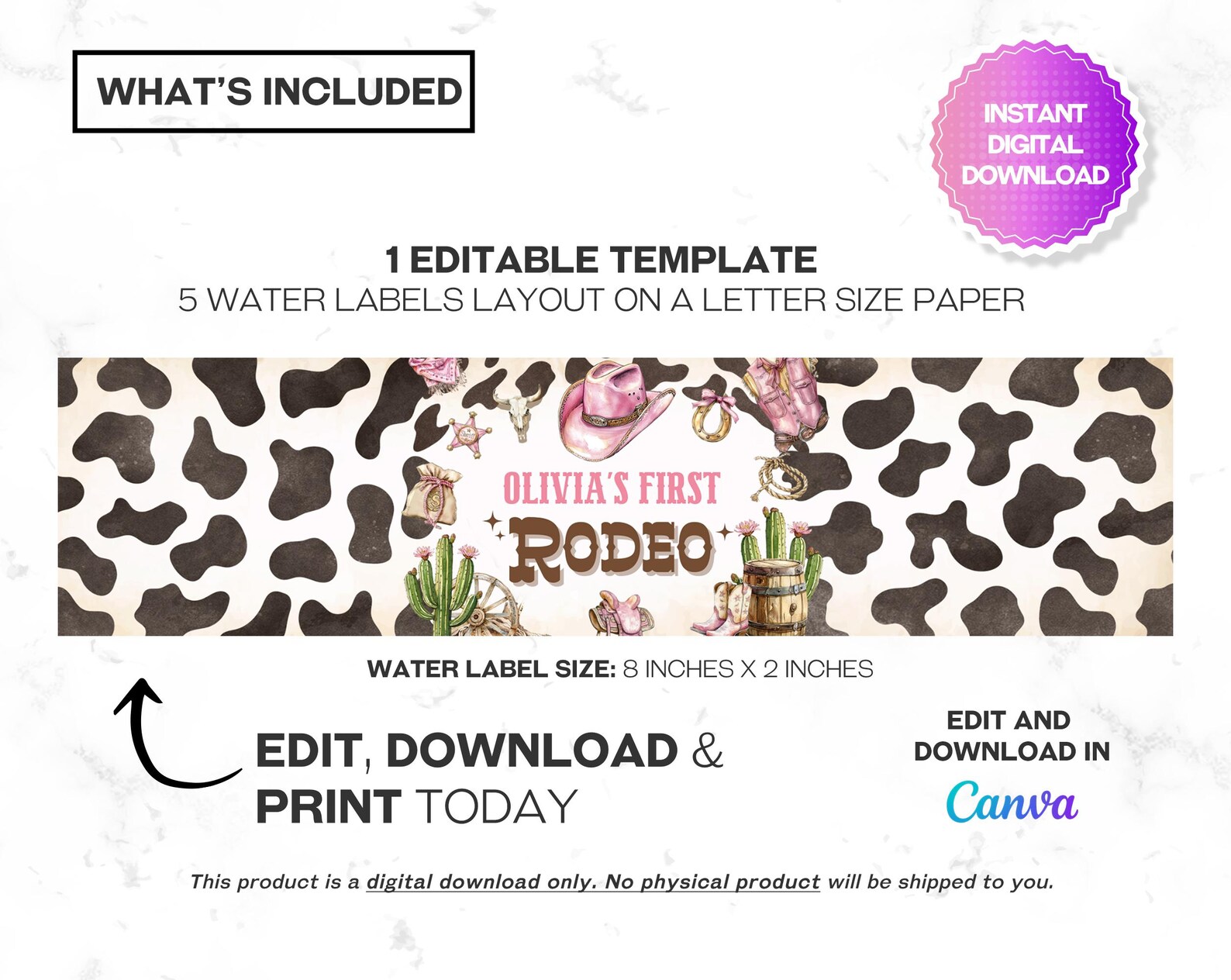 Not My First Rtodeo Labels Editable Girl Rodeo Water Bottle Printable Label, My First Rodeo Water ...