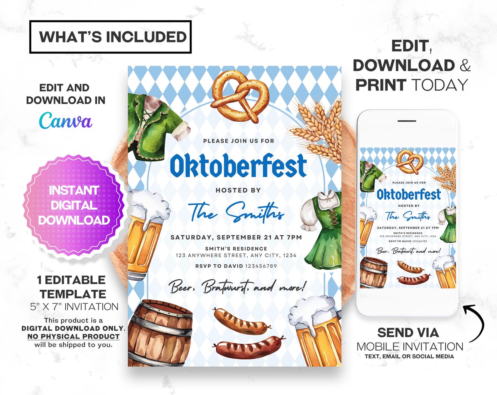 Editable Oktoberfest Invitation, Oktoberfest Party Invite, Octoberfest ...