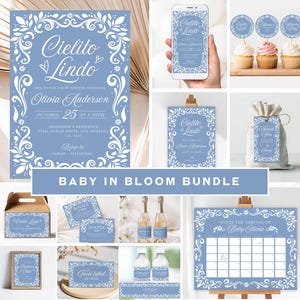 Paquete de baby shower Cielito Lindo, paquete de invitación azul Cielito Lindo, decoración Cielito Lindo, baby shower de Talavera, baby shower mexicano
