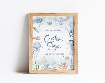 Sea You Soon Custom Sign, Ocean Baby Shower, Under the Sea Theme, Editable Canva Template