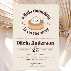 Bewerkbare kleine knoedel is onderweg uitnodiging babyshower, kleine knoedel babyshower uitnodiging, knoedel babyshower nodigt, Canva