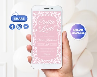 Editable Pink Cielito Lindo Baby Shower Mobile Invitation, Cielito Lindo Mobile Invitation, Pink Talavera Mexican Baby Shower Invite, PCL1
