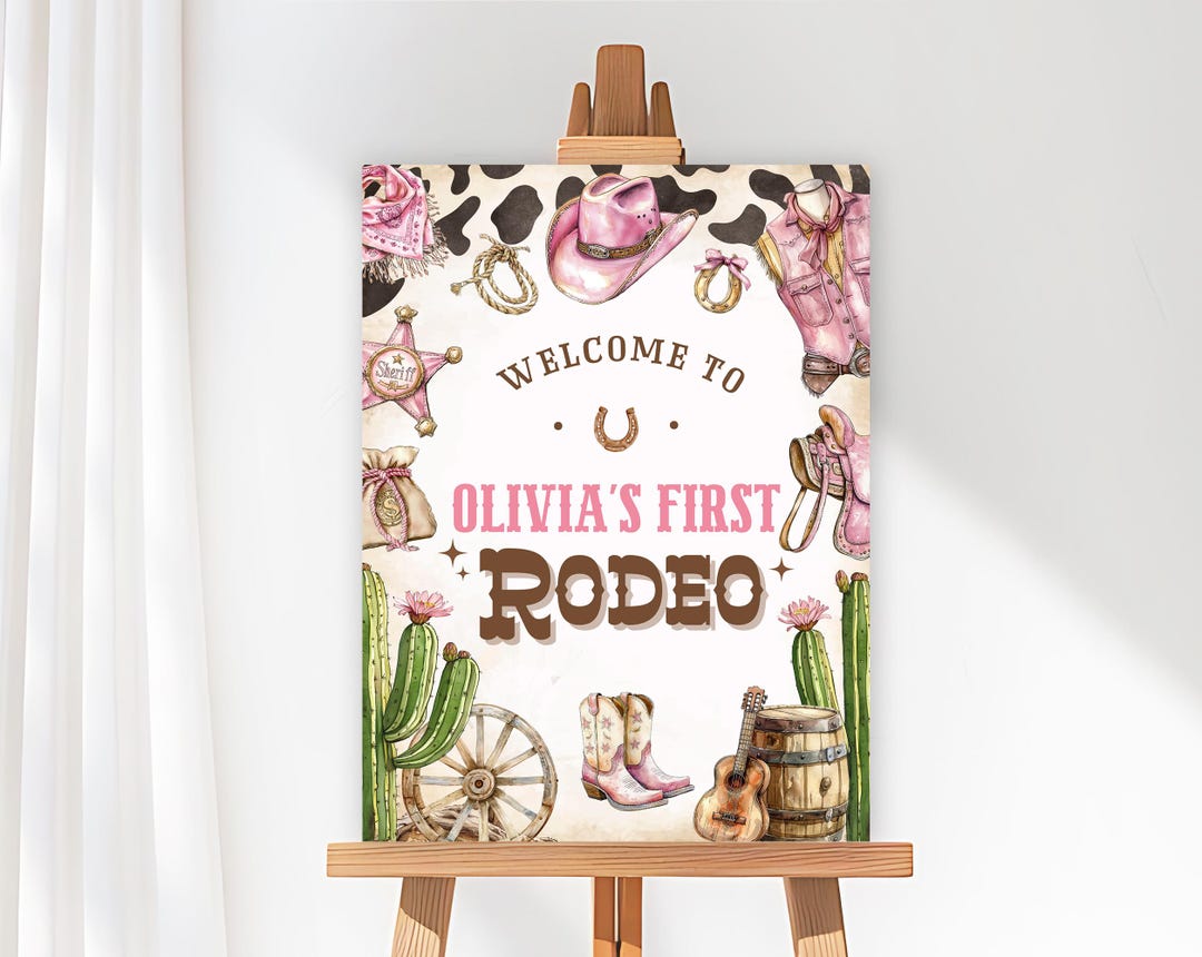 Editable Rodeo Birthday Welcome Sign, Girl Rodeo Welcome Sign, My First ...