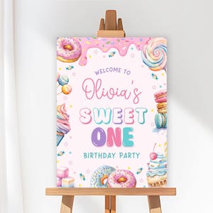 Editable Sweet One Birthday Welcome Sign, Sweet One Birthday Party Sign, Sweet One Candy Donut Welcome Sign, Sweet One Printable Poster Sign