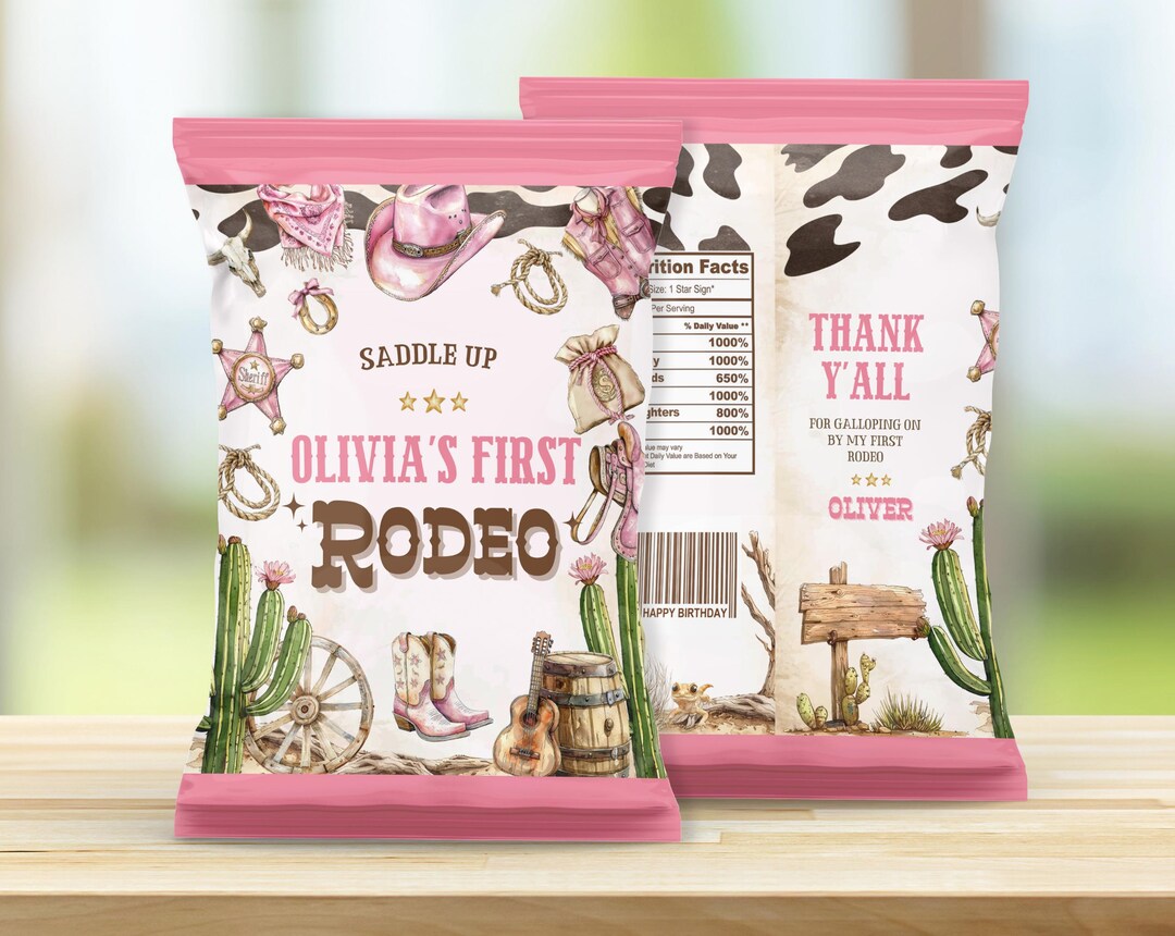 Packaging Stickers Rodeo Editable Pink Rodeo Chip Bag Label, Rodeo Chip Bag Wrapper, Pink ...