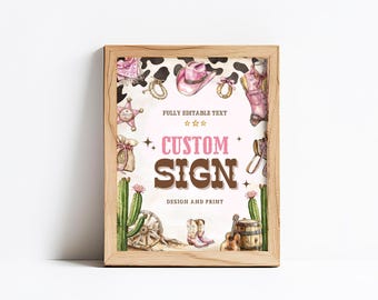 Cartello personalizzato modificabile per rodeo per ragazze, cartello personalizzato per primo rodeo, cartello personalizzato per cowgirl, cartello personalizzato western, cartello per compleanno rodeo, cartello per festa cowgirl