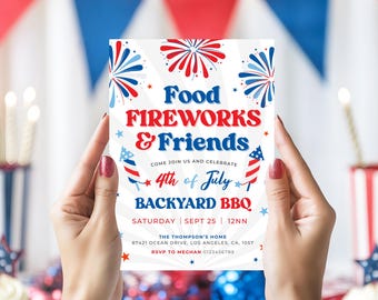 Editable 4th of July Invitation, 4th of July BBQ Invite, Independence Day Invitation, Fourth of July Invitations, July 4th BBQ Invite, FJ1
