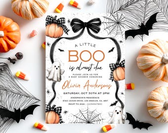 Editable A Little Boo Baby Shower Invitation, Halloween Ghost Baby Shower Invite, Spooky Baby Shower Invitation, Boo Baby Shower Invitation