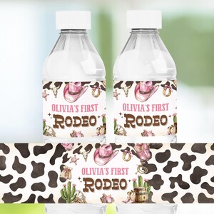 Editable Girl Rodeo Water Bottle Printable Label, My First Rodeo Water Bottle Label, Cowgirl Water Bottle Label, Rodeo  Birthday Party Decor
