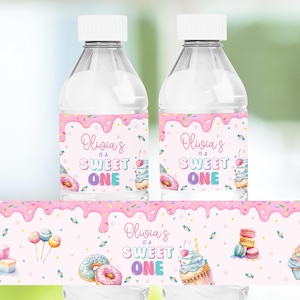 Editable Sweet One Bottle Label, Sweet One Water Bottle Label Printable Template, Candy Water Bottle Label, Sweet One Birthday Party Decor