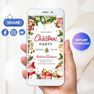 Invito per cellulare modificabile per la festa di Natale, invito per la festa di Natale, invito elettronico per la festa di Natale, CP1