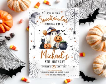 Editable Halloween Birthday Invitation, Halloween Birthday Invite, Halloween Birthday Party Invitation, Spooky Halloween Birthday Invite