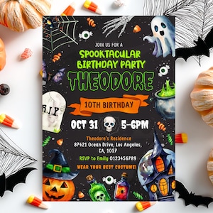Editable Halloween Birthday Invitation, Halloween Birthday Party Invite, Spooky Halloween Birthday Invitation, Halloween Birthday Invite