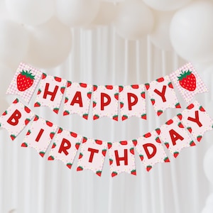 Editable Berry Birthday Banner, Berry Happy Birthday Banner, Strawberry Birthday Banner, Berry Birthday Party Decor, Strawberry Party Decor