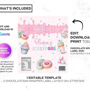 Editable Sweet One Chocolate Bar Wrapper Label, Sweet One Chocolate Bar ...
