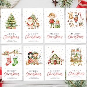 Editable Christmas Gift Tags, Christmas Gift Tags Set, Watercolor Christmas Gift Tags, Merry Christmas Tags, Holiday Gift Tags, Canva