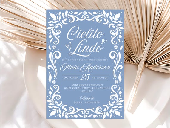 Editable Cielito Lindo Invitation, Cielito Lindo Baby Shower Invitation, Mexican Baby Shower Invitation, Papel Picado Invite, Blue Talavera